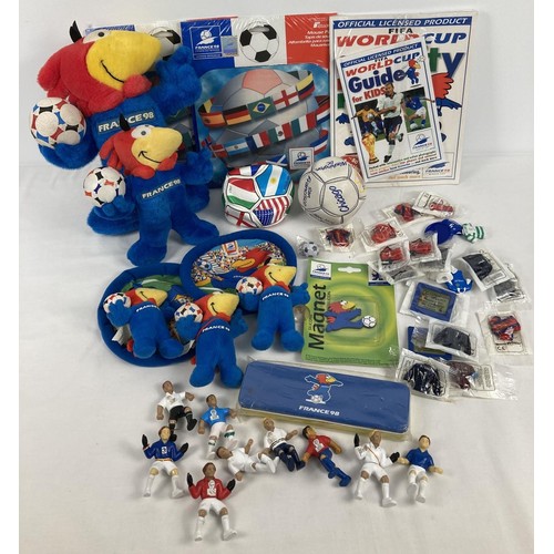 1240 - A collection of assorted vintage football related toys and collectables. To include France '98 World... 