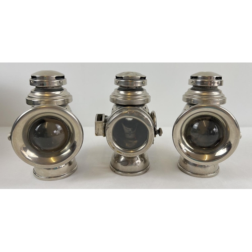 1214 - Desmo Emergency Set - a set of 3 early 20th century Desmo, Birmingham, motor car lamps. In original ... 