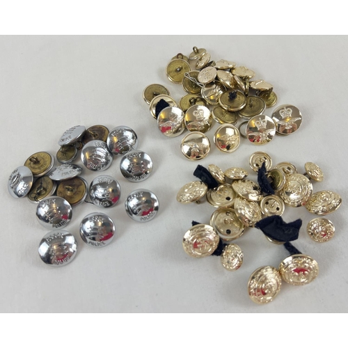 1156 - A collection of assorted gold & silver tone embossed buttons, to include: Essex Police, Royal Marine... 