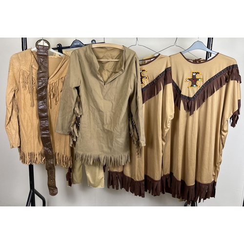 58 - 6 items of Native American style theatre costume. To include trousers and tunic tops with tassle det... 
