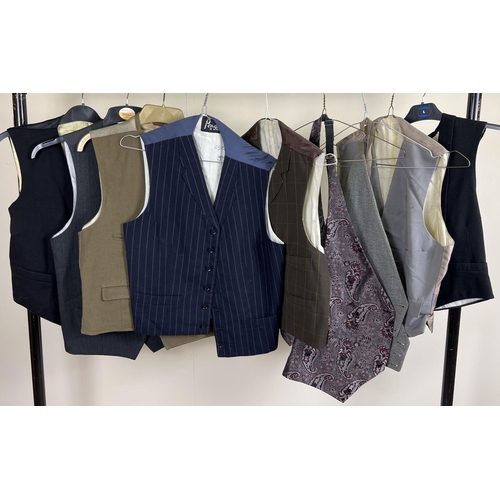 77 - 9 assorted men's vintage waistcoats in varying styles.