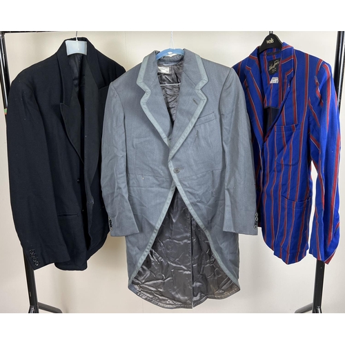 83 - 3 men's jackets to include grey tails coat and brightly coloured blazer.