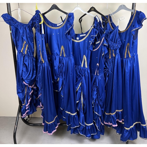 96 - 7 assorted theatre costume show girl style dresses in blue.