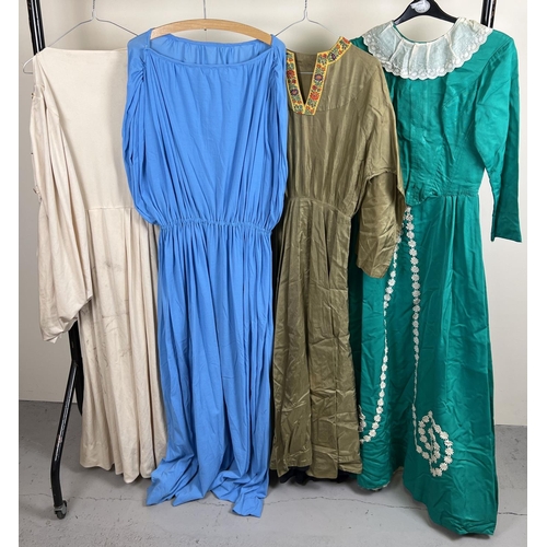 117 - 4 vintage theatre costume full length period drama style dresses.