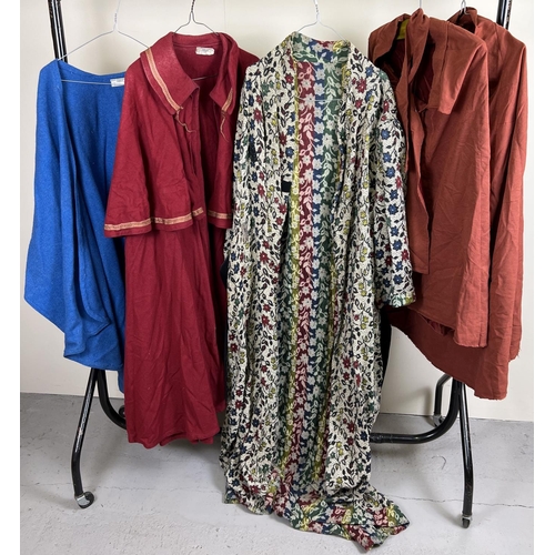 126 - 5 assorted theatre costume cloaks, capes and coats, in varying colours and styles.