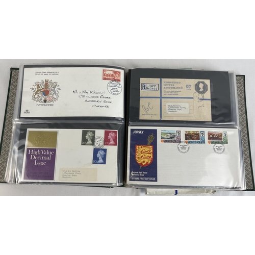 79 - A green album of 130+ vintage first day covers (some with extra panes) from Britain, Jersey and Cana... 