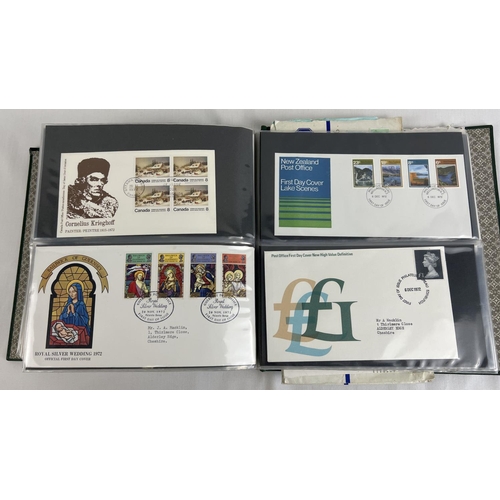 79 - A green album of 130+ vintage first day covers (some with extra panes) from Britain, Jersey and Cana... 