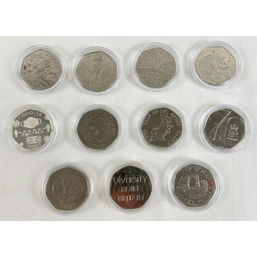 31 - 11 x collectors 50p coins with varying designs to reverse. Comprising: Peter Rabbit, Benjamin Bunny,... 