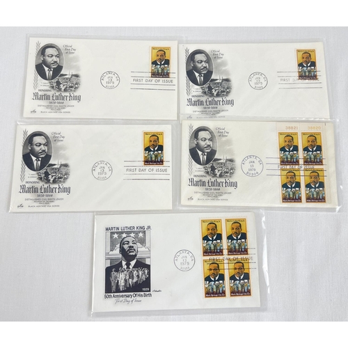 92 - 5 American Martin Luther King first day covers for Jan 13th 1979, Atlanta.