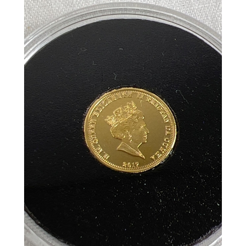 35 - A 2017 limited edition 22ct gold Tristan da Cunha Princess Diana quarter sovereign in clear presenta... 