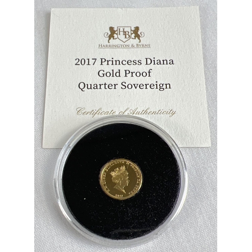 35 - A 2017 limited edition 22ct gold Tristan da Cunha Princess Diana quarter sovereign in clear presenta... 