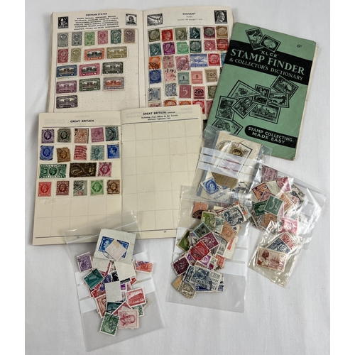 128 - 2 small vintage stamp albums containing British and world stamps. Together with a vintage Stamp Find... 