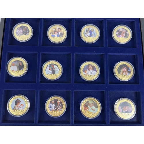 47 - A wooden cased set of 12 Diana, Princess Of Wales 1962-1997 coin collection by Windsor Mint. Complet... 