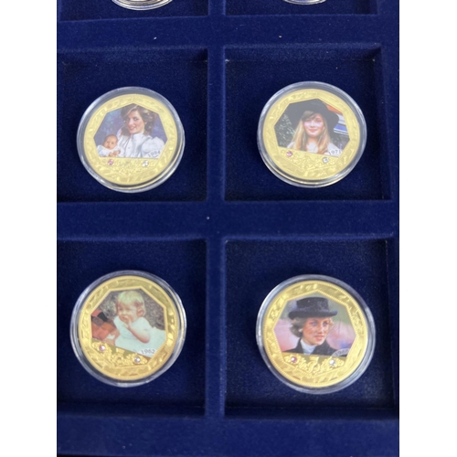 47 - A wooden cased set of 12 Diana, Princess Of Wales 1962-1997 coin collection by Windsor Mint. Complet... 