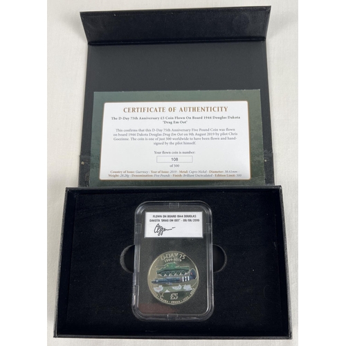 50 - A boxed encapsulated The D-Day 75th Anniversary £5 coin Flown On Board 1944 Douglas Dakota 