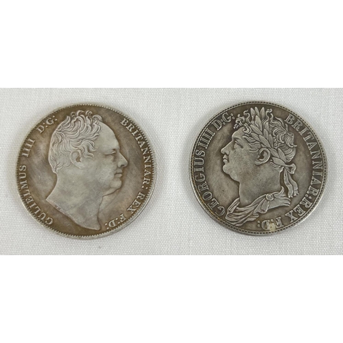 57 - 2 Georgian Fantasy crown coins, both William IV. One with Scottish thistle design, 1830 the other 18... 