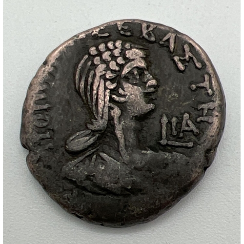 71 - An early Alexandria Tetradrachm coin 54 - 65 AD. Showing Nero to obverse and Poppaea to reverse. App... 