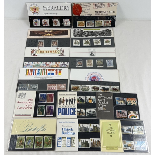 138 - 14 assorted Royal Mail collectors mint stamps sets from the 1970's & 80's. To include: Cattle, Butte... 