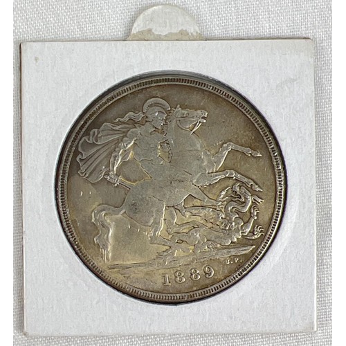 78 - An 1889 Queen Victoria Jubilee head silver crown with George and dragon to reverse.