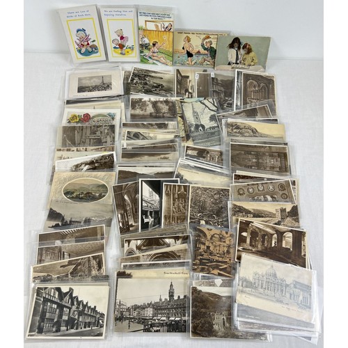 309 - 100 + Edwardian and vintage postcards to include Glastonbury, Westminster Cathedral and humorous.