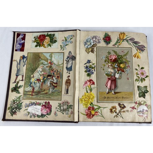 302 - A late Victorian/Edwardian scraps album containing assorted scraps & greetings cards from the era.