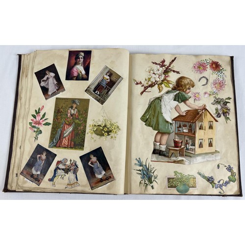 302 - A late Victorian/Edwardian scraps album containing assorted scraps & greetings cards from the era.