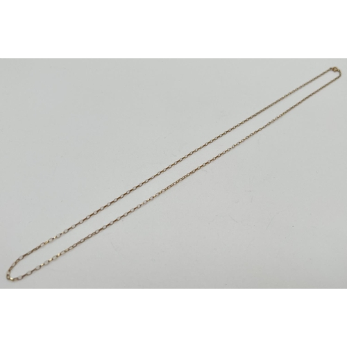 29 - A 20 inch 9ct gold fine belcher chain with spring clasp. Clasp stamped 