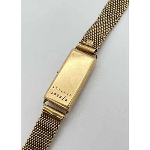 36 - A vintage 18ct gold ladies wristwatch by Cortebert. Gold case and mesh strap with hallmarks to insid... 