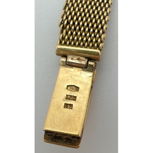 36 - A vintage 18ct gold ladies wristwatch by Cortebert. Gold case and mesh strap with hallmarks to insid... 