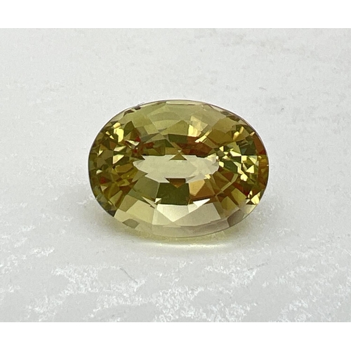 119 - A pale lime green Prassiolite oval faceted gemstone, approx. 10.9ct. Clarity - flawless. Suitable fo... 