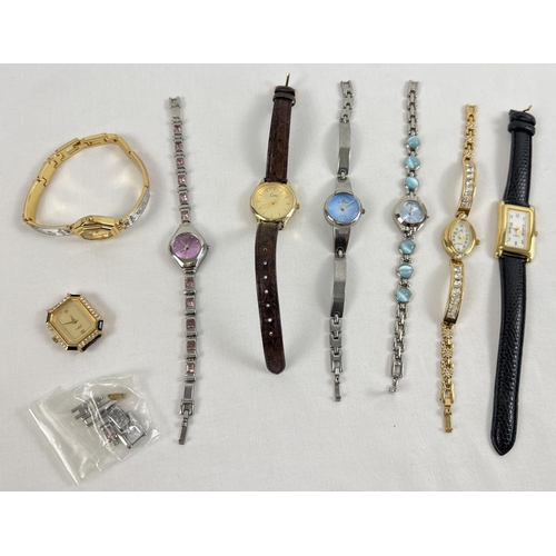 1176 - A collection of ladies modern quartz dress watches to include stone set bracelet straps. With a smal... 