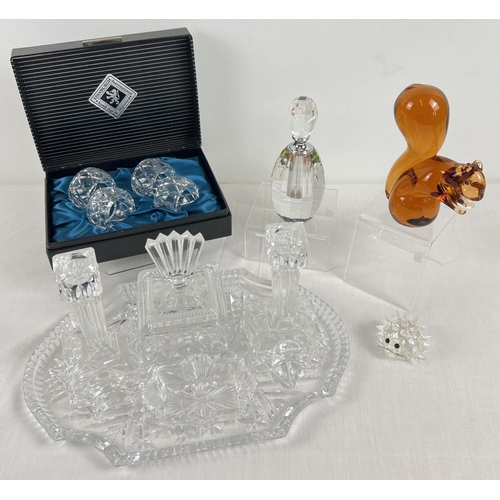 1243 - A collection of vintage & modern glass & crystal items. To include: boxed set of 4 Edinburgh crystal... 