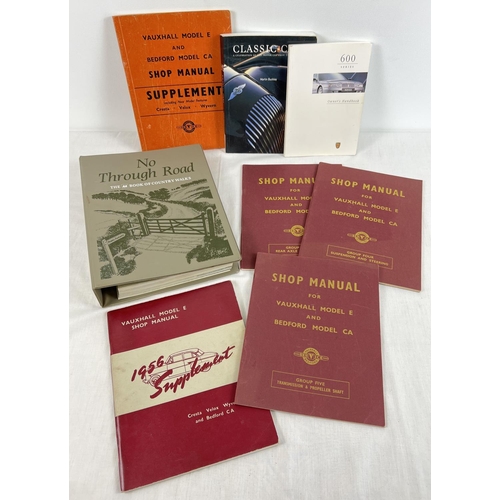 1277 - A collection of vintage car books and manuals. To include 5 1950's shop manuals for Vauxhall Model E... 