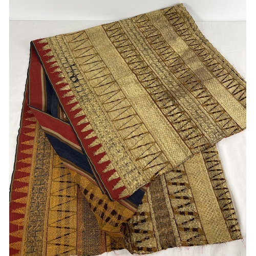 1325 - A large antique piece of Malay woven fabric (Kain Tenun) with gold bullion thread, circa 1900. Appro... 