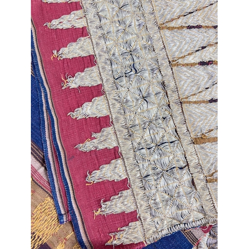 1325 - A large antique piece of Malay woven fabric (Kain Tenun) with gold bullion thread, circa 1900. Appro... 