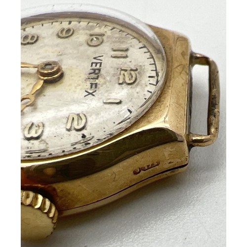 1151 - A 9ct gold ladies wristwatch by Vertex, with secondary dial. In working order. Full hallmarks to ins... 