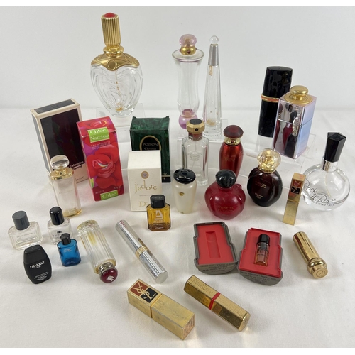 1314 - A collection of modern and vintage empty perfume bottles, boxes and lipsticks. To include Dior, Yves... 