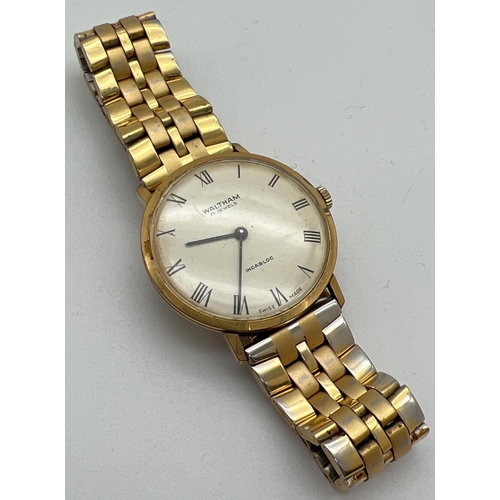 1159 - A mens vintage 1994 Incabloc 17 jewels Waltham wristwatch with replacement gold tone stainless steel... 