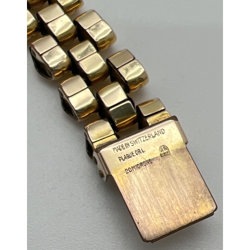 1074 - A vintage Swiss design 20 microns gold plate popcorn style bracelet with push clasp. Makers marks an... 