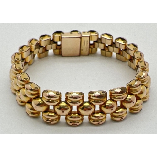 1074 - A vintage Swiss design 20 microns gold plate popcorn style bracelet with push clasp. Makers marks an... 