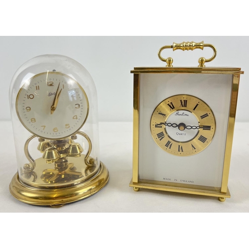 1207 - A vintage brass cased Bentima quartz carriage clock together with a Schatz & Sohne Anniversary clock... 