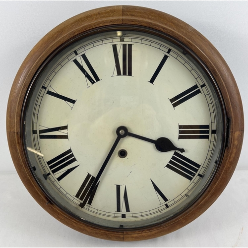 1209 - An antique wooden cased fusee wall hanging clock with Roman Numeral markers. Restoration project, no... 