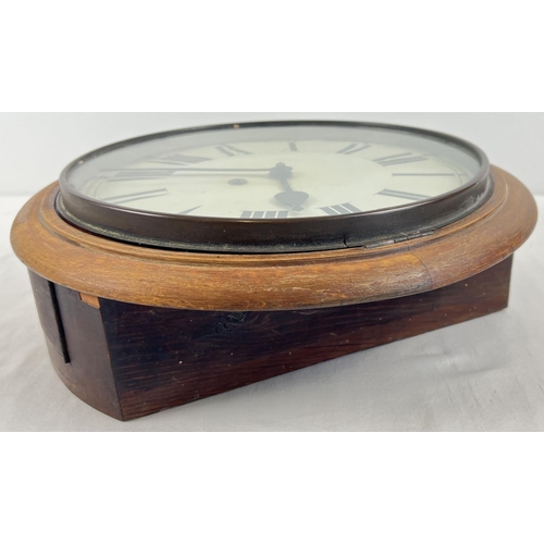 1209 - An antique wooden cased fusee wall hanging clock with Roman Numeral markers. Restoration project, no... 