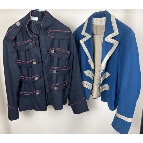 1260 - 2 vintage military style short jackets. A petrol blue jacket with cream coloured trim together with ... 