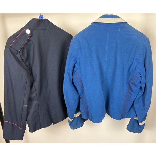 1260 - 2 vintage military style short jackets. A petrol blue jacket with cream coloured trim together with ... 