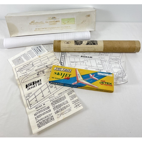 1311 - 3 vintage model aircraft empty boxes with instructions. A Keilkraft Skyjet 50 with 18