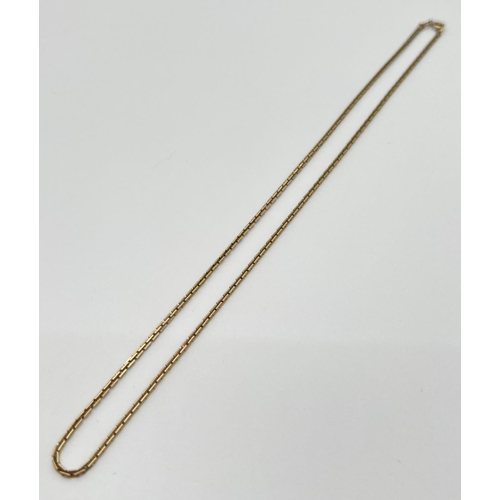 1045 - An 18 inch 9ct gold octagonal box chain necklace with spring clasp. Total weight approx. 5.6g. Full ... 