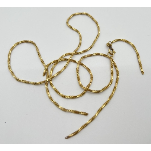 1046 - A 9ct scrap gold Singapore style chain necklace. Hallmarks to fixings. Total weight approx. 7.2g.