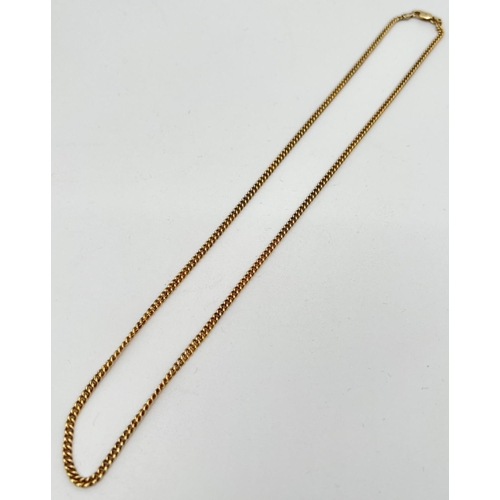 1071 - A 925 silver gilt 20 inch curb chain with lobster clasp. Silver marks to clasp and fixings. Total we... 