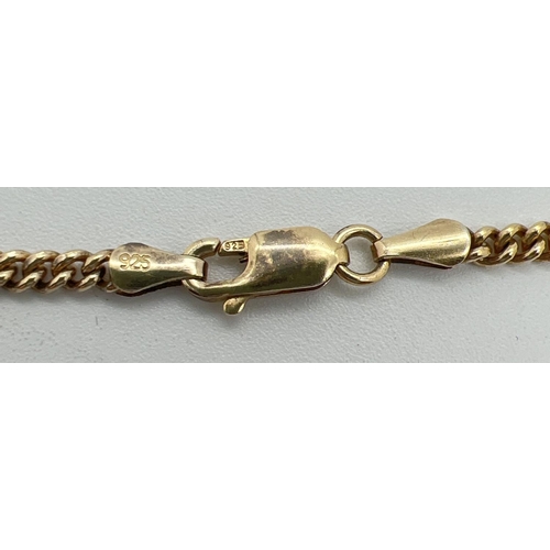 1071 - A 925 silver gilt 20 inch curb chain with lobster clasp. Silver marks to clasp and fixings. Total we... 